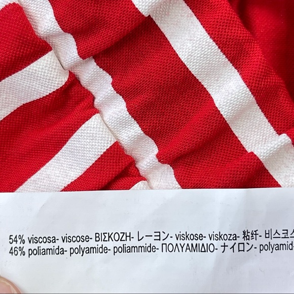 Zara palazzo trouser Red and white striped wide leg pants with elastic waist S - Picture 9 of 13